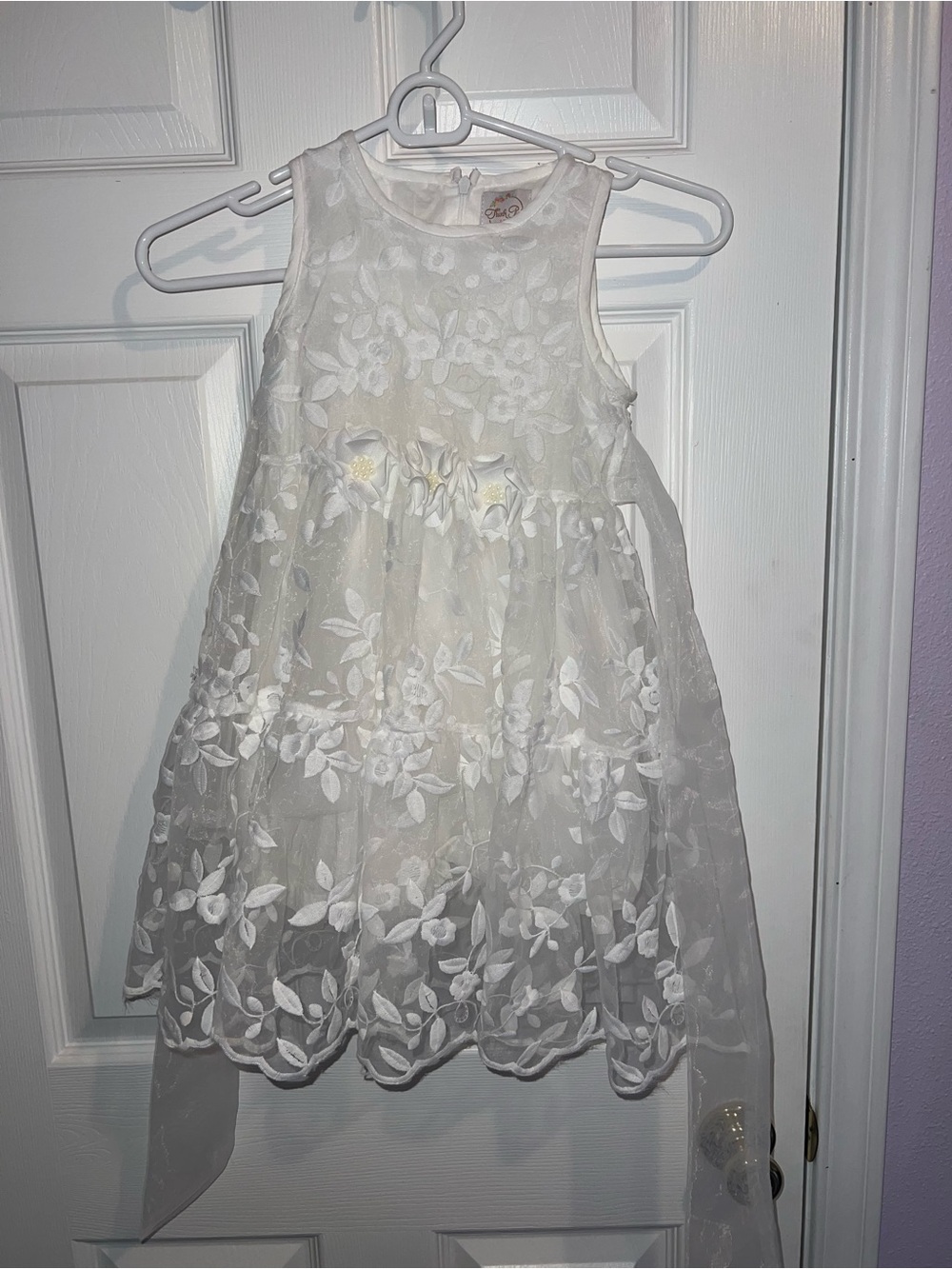 Amazon White Floral Lace Party Dress for Girls